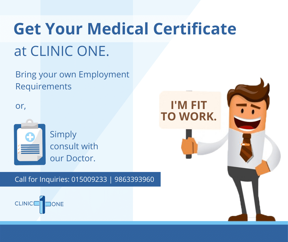 “Fit To Work” Certificate | Clinic One
