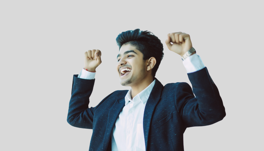 A man celebrating his success