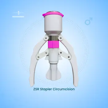 Illustration of a ZSR stapler circumcision device used for stapler-assisted circumcision procedures.